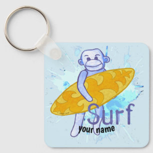 Llavero de mono de calcetín surfista