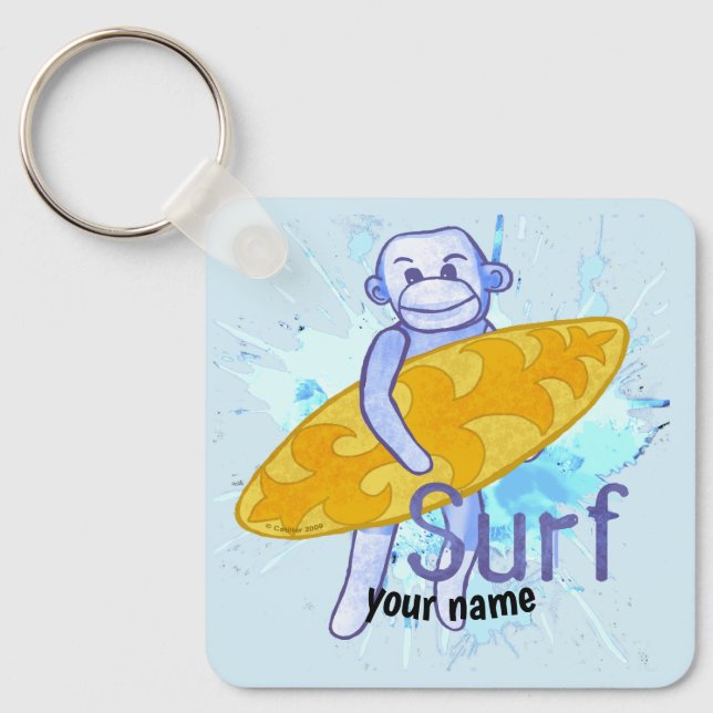 Llavero de mono de calcetín surfista (Anverso)