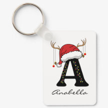 Llavero de monograma personalizado de Navidad para
