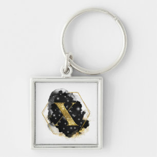 Llavero de Monograma X con Brillo Glam Gold