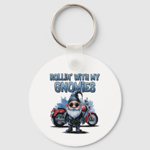 Llavero de Motocicleta 'Rodando con Mis Gnomos'