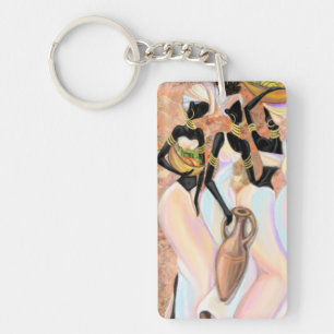 Llavero de mujeres africanas regalo pintura de est