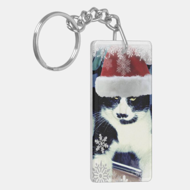 Llavero de Navidad de gato Santa esmoquin (Frente Izquierda)