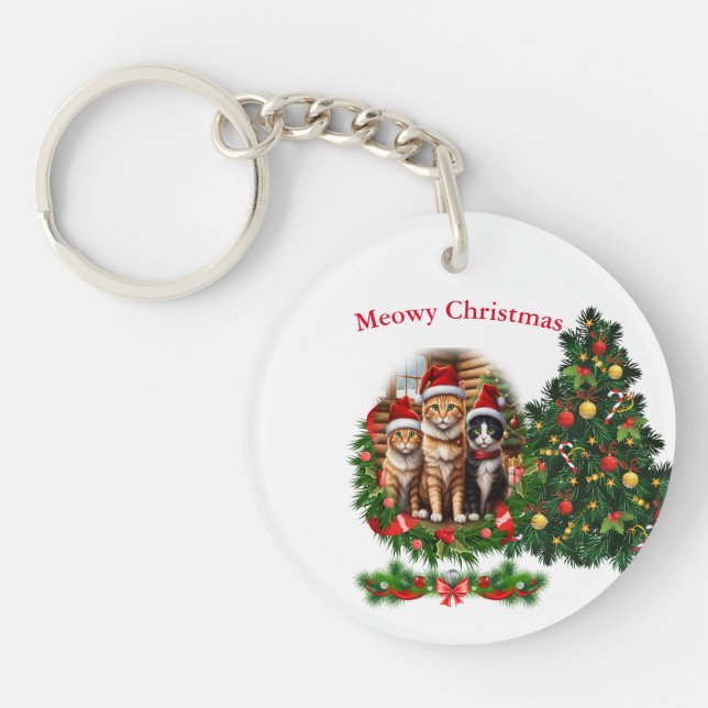 Llavero de Navidad de gatos (Frente)
