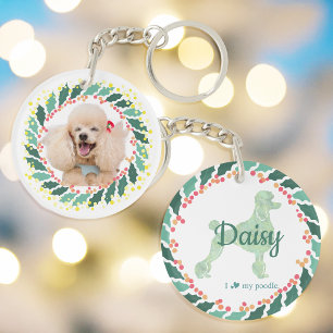 Llavero de Navidad de pastel de menta de caniche c
