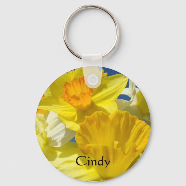 Llavero de nombre personalizado Flores de Narciso  (Anverso)