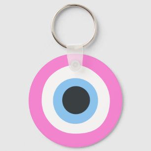 llavero de ojo maligno rosa dorado