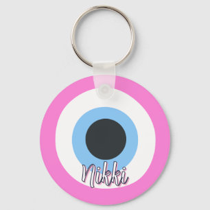 Llavero de ojo turco rosa    personalizable