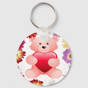 Llavero de osito de peluche rosa