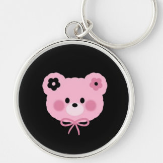 Llavero de osito de peluche rosa y negro lindo