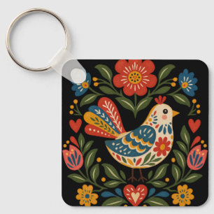 Llavero de pájaro de arte popular caprichoso