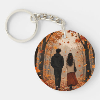 Llavero de Pareja Otoño Romántico | Pareja de Hoja