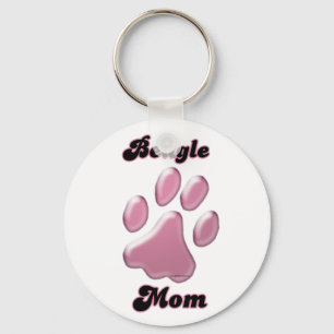 Llavero de Pawprint del rosa de la mamá del beagl