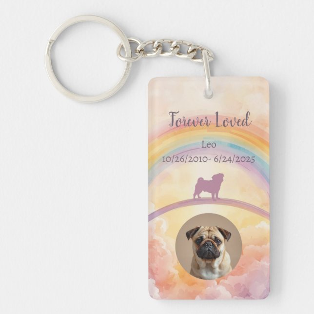 Llavero de pérdida de mascota Pug personalizado –  (Frente)