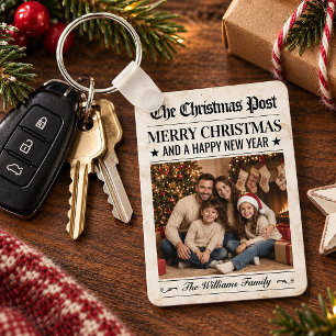 Llavero de periódico de Navidad personalizado con