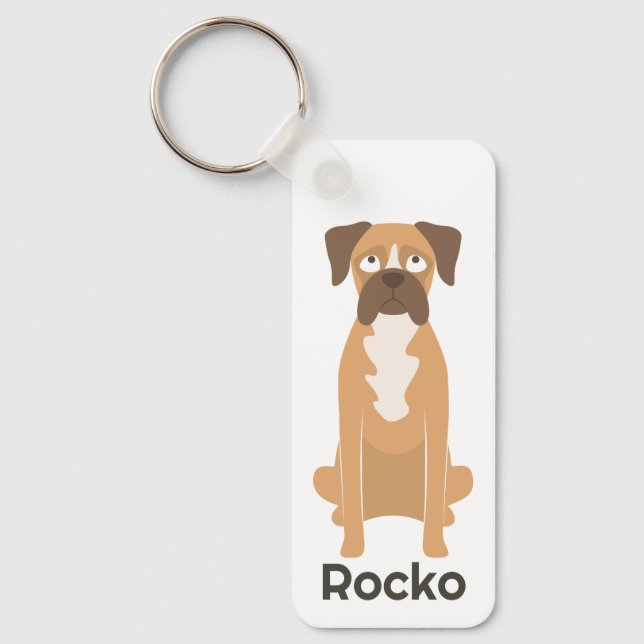 Llavero de perro Boxer personalizado con nombre (Anverso)