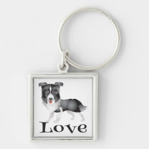 Llavero de perro cachorro Border Collie de amor