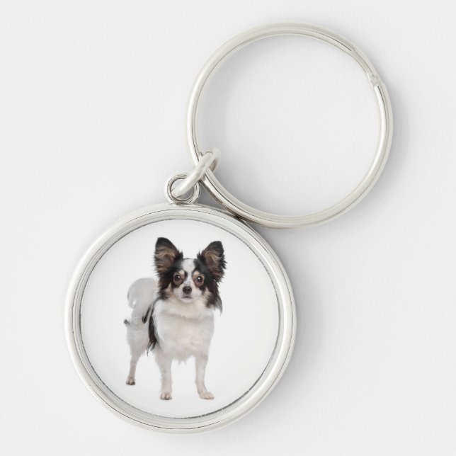 Llavero de perro cachorro Papillon (Frente)