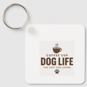 Llavero de Perro con Taza de Café para Amantes de