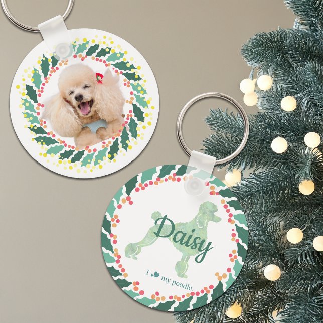 Llavero de perro de peluche rosa pastel de Navidad (Subido por el creador)