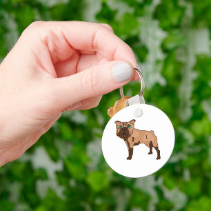 Llavero de Perro Marrón Bulldog de Ojos Verdes