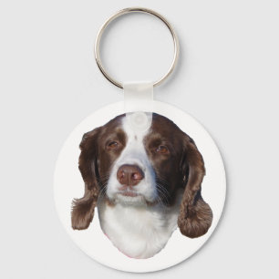Llavero de perro marrón y blanco