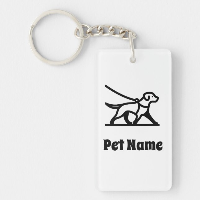 Llavero de perro personalizado, Llavero de paseado (Frente)