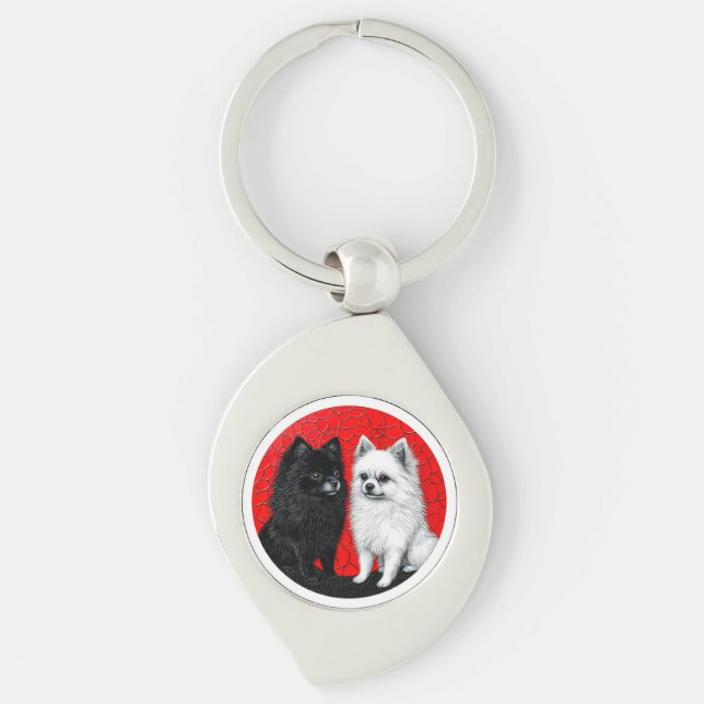 Llavero de Perro Spitz Japonés Regalo para Amantes (Anverso)