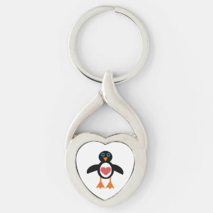 Llavero de Pingüino de Corazón de Amor Adorable