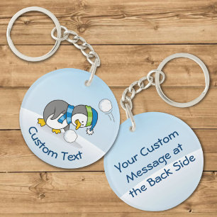 Llavero de Pingüino Pequeño con Bola de Nieve