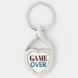Llavero de plata con texto "Game Over" en negrita