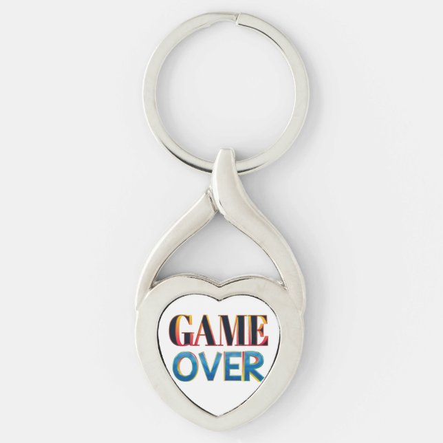 Llavero de plata con texto "Game Over" en negrita (Anverso)