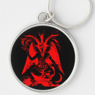 Llavero de plata rojo de Baphomet