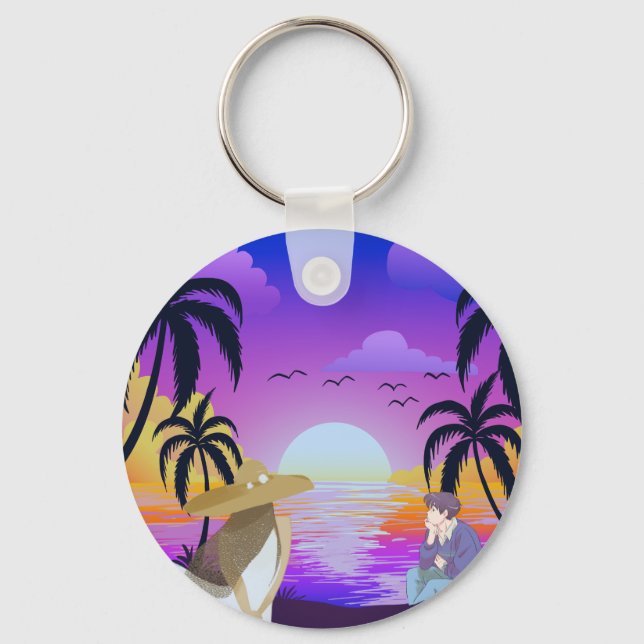 Llavero de Playa al Atardecer (Anverso)