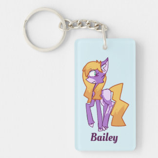 Llavero de pony púrpura de dibujos animados