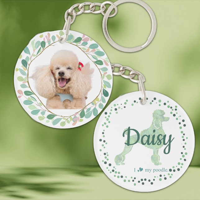 Llavero de poodle verde menta personalizado con fo (Subido por el creador)