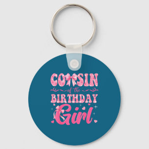 Llavero De Prima Cumpleaños Familia Rosa Coqueta Niña
