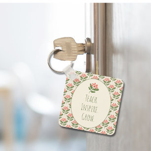 Llavero de Profesor de Floral   Enseñar • Inspirar