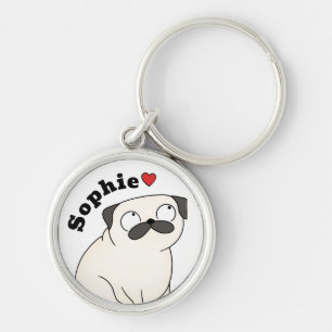 Llavero de Pug Personalizado con Nombre, Regalo de