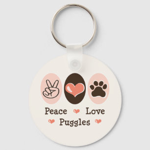 Llavero de Puggles del amor de la paz