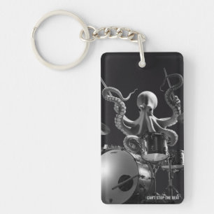 Llavero de Pulpo de Batería en Blanco y Negro Virt
