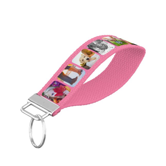 Llavero De Pulsera 12 fotograma redondeado rosado caliente (Angulado hacia abajo)