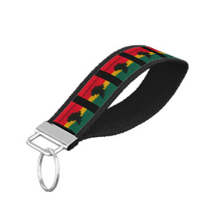 Llavero De Pulsera Africa Map Black Red Gold Green Crochet Print on