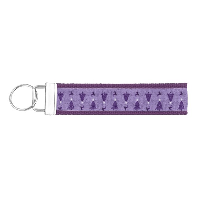 Llavero De Pulsera Árboles tradicionales de Navidad morado y renos (Llaves lado izquierdo)