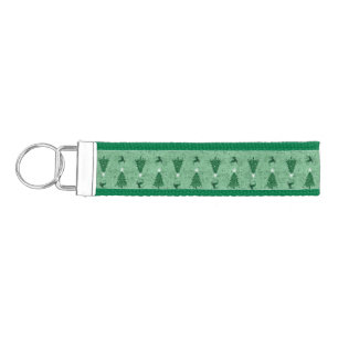 Llavero De Pulsera Árboles tradicionales verdes de Navidad y renos