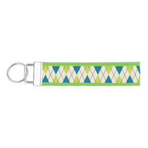 Llavero De Pulsera Argyle azul y verde
