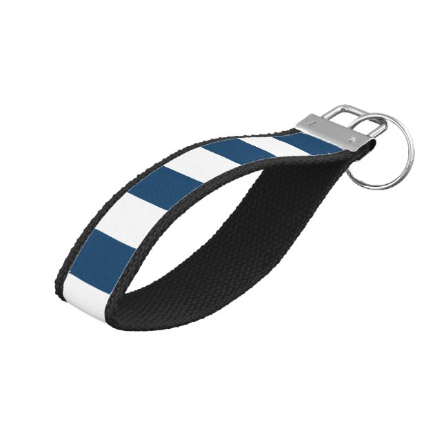 Llavero De Pulsera Bandas azules de la marina, franjas blancas, patró (Angulado hacia arriba)