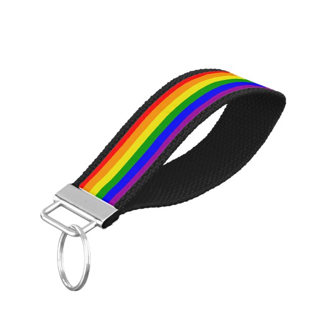 Llavero De Pulsera Bandera arcoiris del orgullo gay (Angulado hacia abajo)