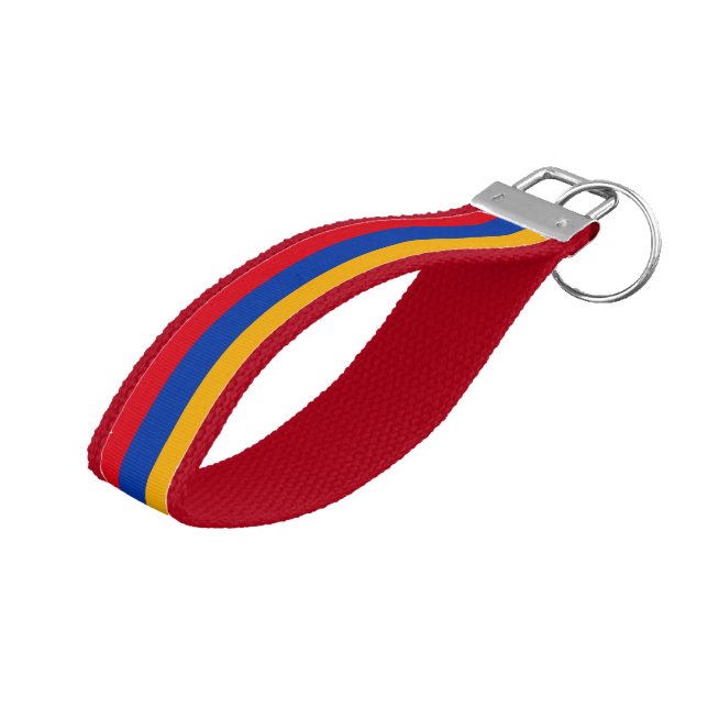 Llavero De Pulsera Bandera armenia (Angulado hacia arriba)