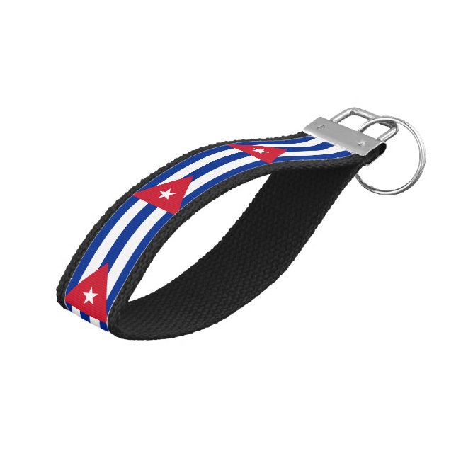Llavero De Pulsera Bandera cubana y moda de muñeca cubana (Angulado hacia arriba)